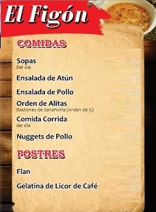 Imagen del menú