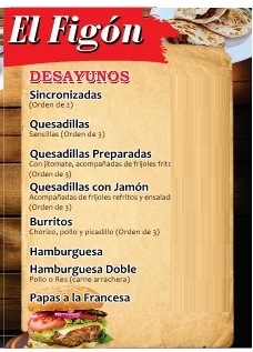 Imagen del menú